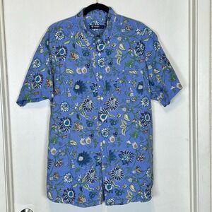Cremieux Classics Shirt Mens XL Casual Pocket Button Up Blue Floral Short Sleeve